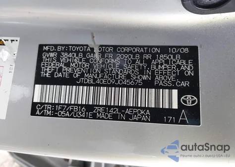 2009 Toyota Corolla Le from USA, damaged, VIN JTDBL40E09J045675